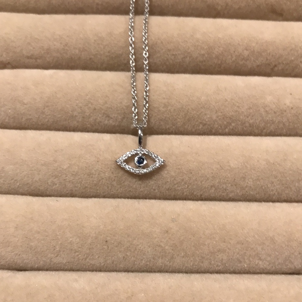 Evil eye necklace 14k white gold with diamonds 0.04ct